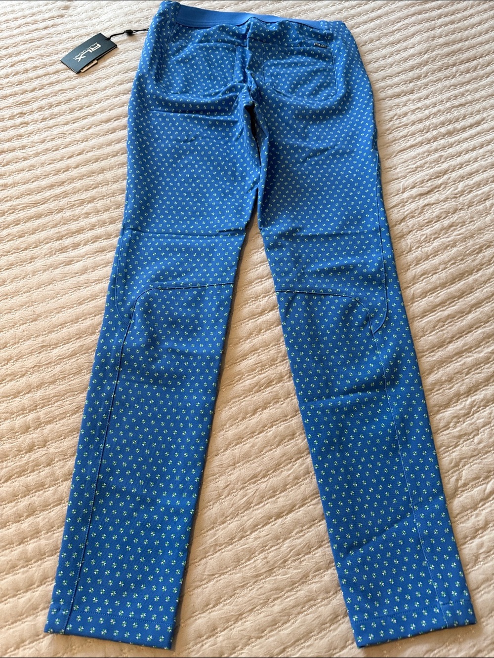 RLX Ralph Lauren Golf/Sports Blue Straight Leg Pants w/ Green/White Pattern 2 - Picture 3 of 10
